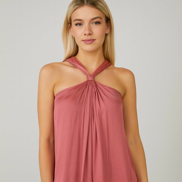 NWT VICI Satin Halter Blouse XS – Dusty Mauve | Luxe High-Low Silhouette - Picture 1 of 9